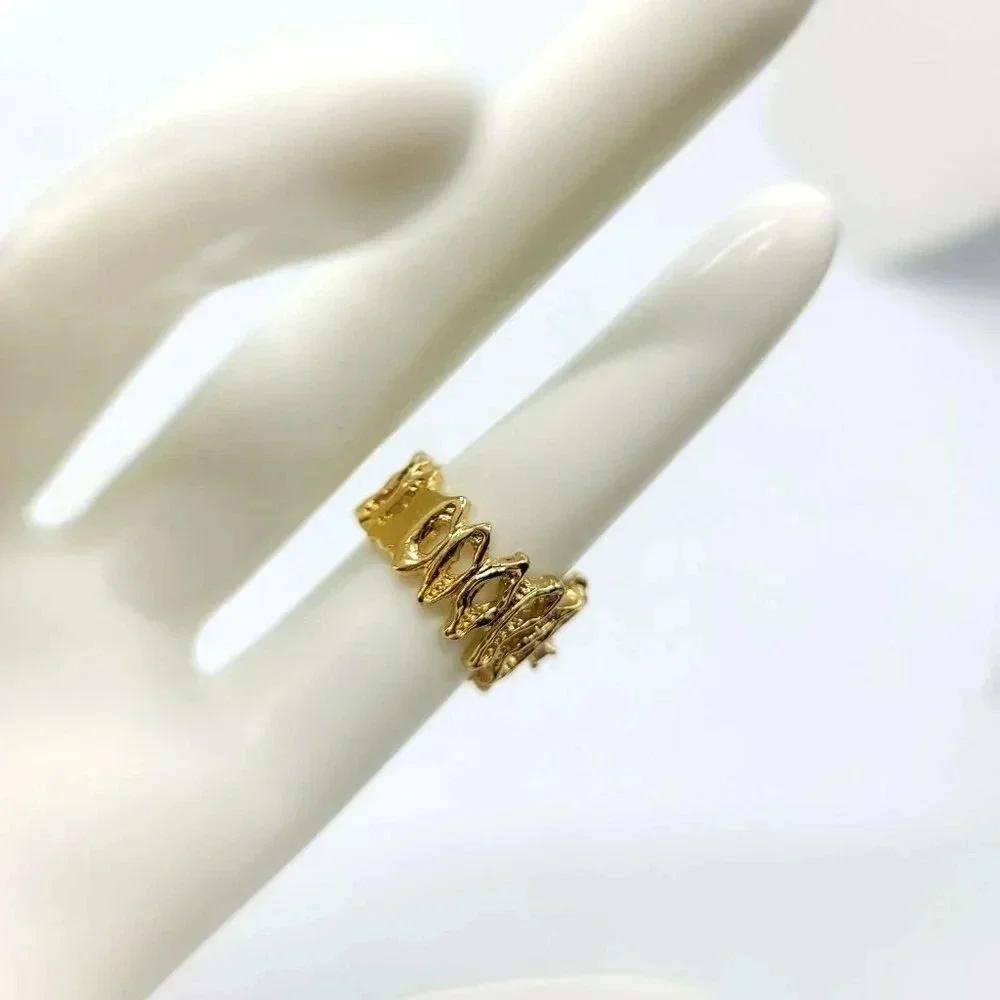 Clear Glass Rhinestone 18KT HGE Gold Electroplate NOS Vintage Ring Size 7